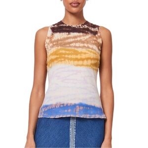 Raquel Allegra Leigh Tank Top In Rainbow Hues Treatment Sz 3 Fits MD